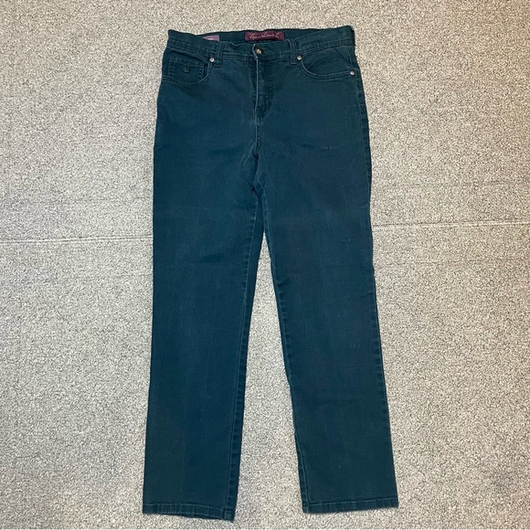 Gloria Vanderbilt Amanda Jeans Womens Size 6P Green Straight Stretch Denim - Picture 1 of 10
